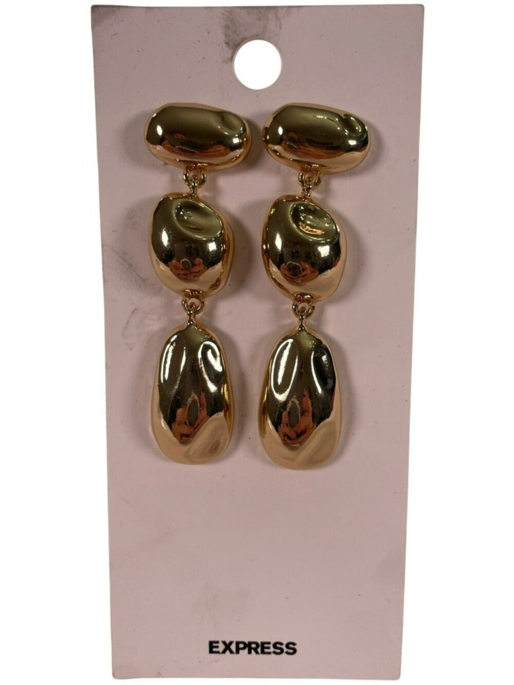 Express Gold-Tone Abstract Oversized Elegant Bubble Drop Stud Earrings BRAND NEW